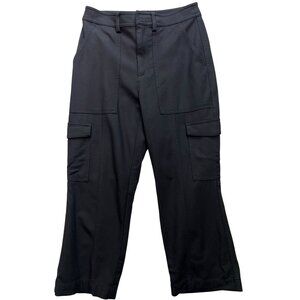 Banana Republic Women's Straight Leg Cargo Trouser Stretch Size 4S Black Pockets
